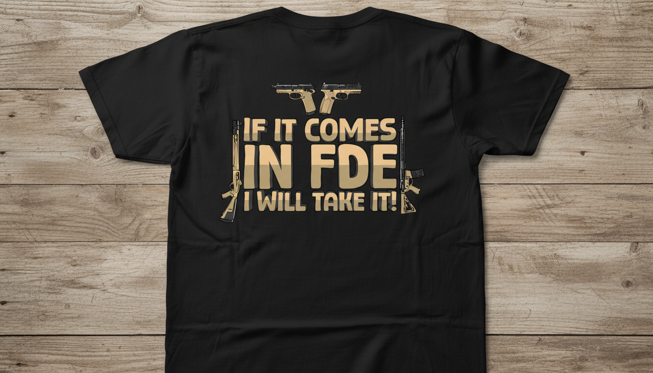 FDE Gun Shirt | Pro 2A Apparel | Flat Dark Earth T-Shirt | Broke Flexing x NFA Review