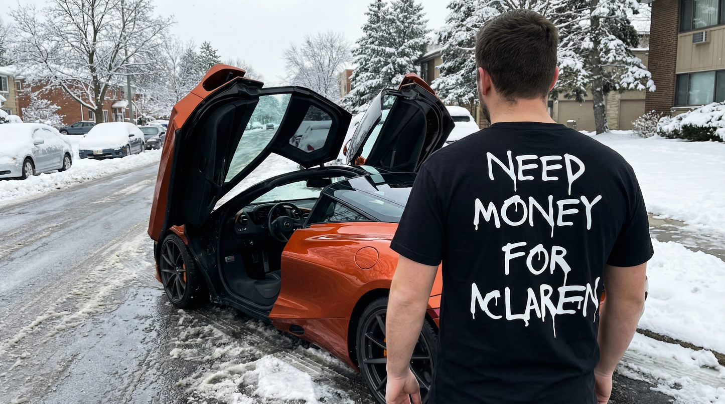 Need Money for McLaren T-Shirt | Supercar Humor Shirt | Broke Flexing