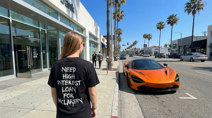 McLaren High Interest Loan T-Shirt | Supercar Humor Apparel | Broke Flexing