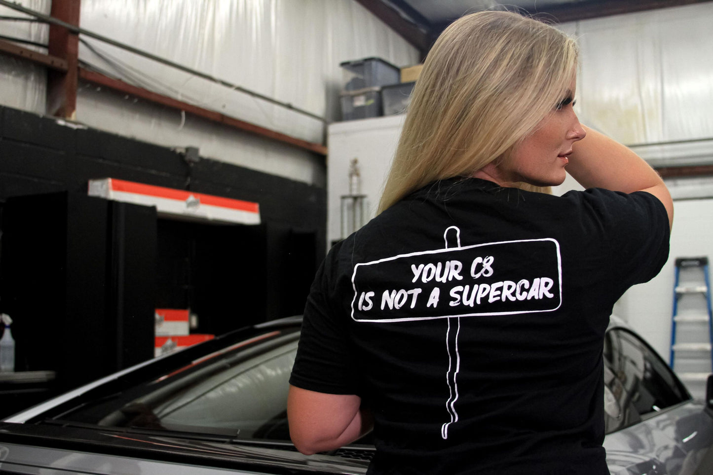 C8 Supercar - Broke Flexing - Black T-Shirt