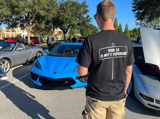 C8 Supercar T-Shirt | Corvette C8 Humor Shirt | Car Meet Meme Apparel | Broke Flexing
