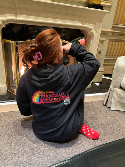 Financially Irresponsible Black Zip Hoodie | Funny Finance Streetwear | Broke Flexing