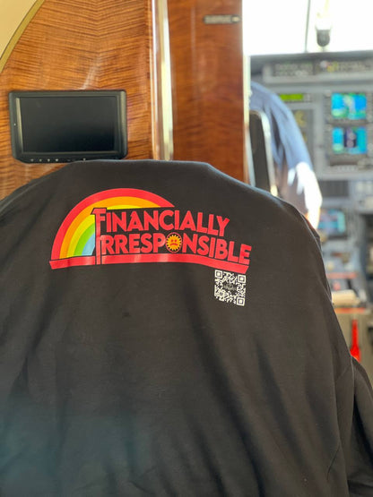 Financially Irresponsible Black Zip Hoodie | Funny Finance Streetwear | Broke Flexing